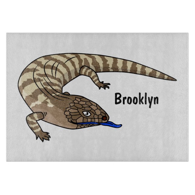 Blue tongue lizard reptile cartoon cutting board (Front)