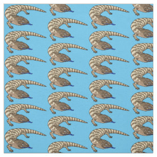 Blue tongue lizard reptile cartoon fabric