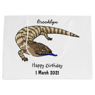 Blue tongue lizard reptile cartoon large gift bag