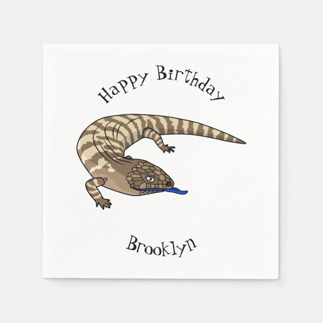Blue tongue lizard reptile cartoon napkin (Front)