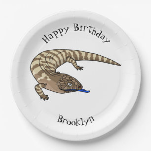 Blue tongue lizard reptile cartoon  paper plate