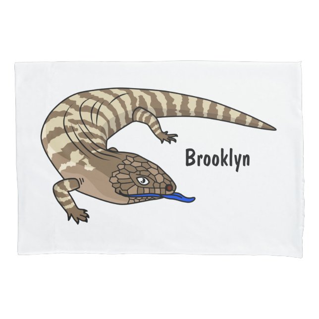 Blue tongue lizard reptile cartoon pillowcase (Front)