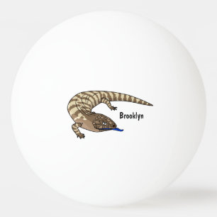 Blue tongue lizard reptile cartoon ping pong ball