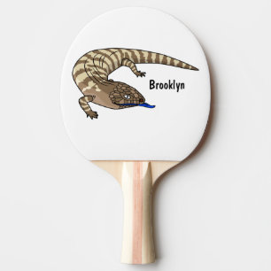 Blue tongue lizard reptile cartoon ping pong paddle