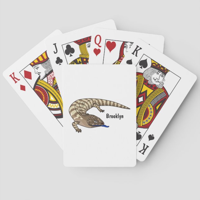Blue tongue lizard reptile cartoon playing cards (Back)