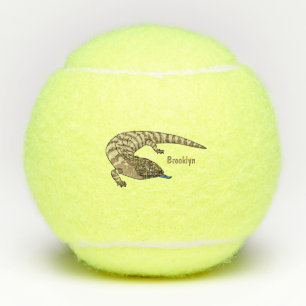 Blue tongue lizard reptile cartoon tennis balls
