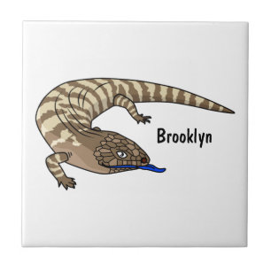 Blue tongue lizard reptile cartoon  tile