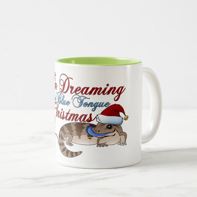Blue Tongue Skink Christmas Two-Tone Coffee Mug (Front Right)