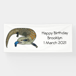Blue-tongued skink cartoon illustration banner