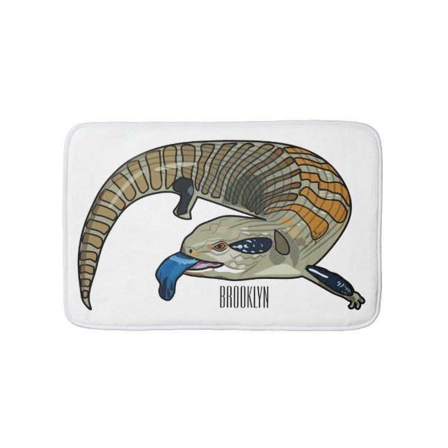 Blue-tongued skink cartoon illustration bath mat (Front)