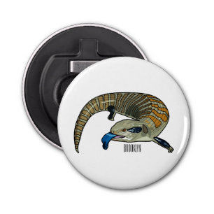 Blue-tongued skink cartoon illustration bottle opener