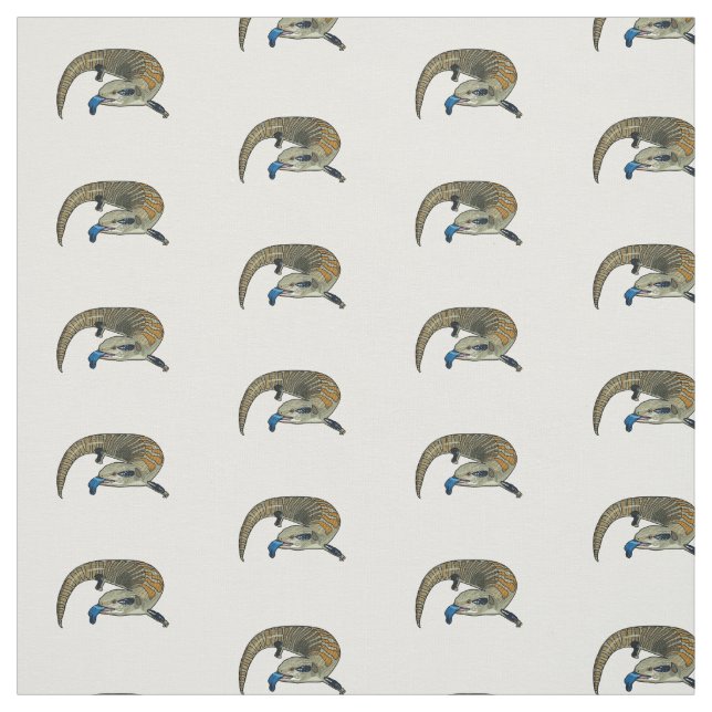Blue-tongued skink cartoon illustration fabric (Swatch)