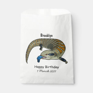 Blue-tongued skink cartoon illustration favour bags
