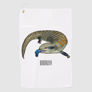 Blue-tongued skink cartoon illustration golf towel