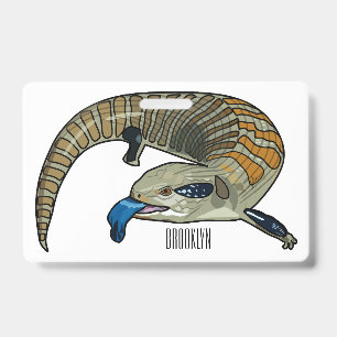 Blue-tongued skink cartoon illustration ID badge