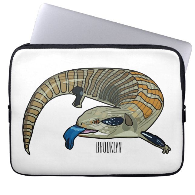 Blue-tongued skink cartoon illustration laptop sleeve (Front)