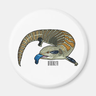 Blue-tongued skink cartoon illustration magnet