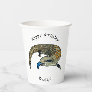 Blue-tongued skink cartoon illustration paper cups