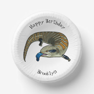 Blue-tongued skink cartoon illustration paper plate
