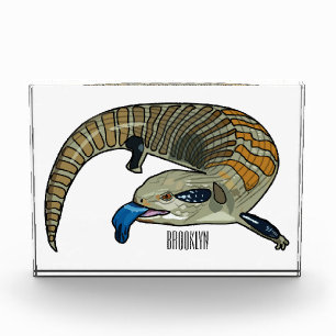 Blue-tongued skink cartoon illustration photo block