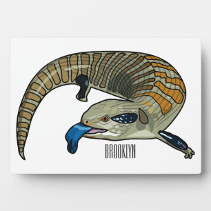 Blue-tongued skink cartoon illustration plaque