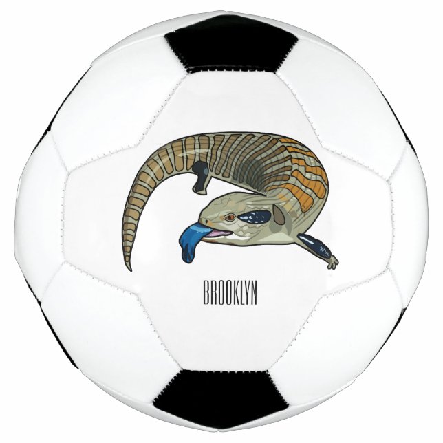 Blue-tongued skink cartoon illustration soccer ball (Front)