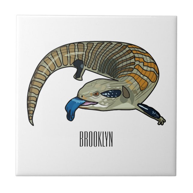 Blue-tongued skink cartoon illustration tile (Front)