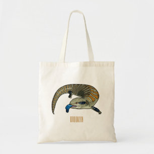 Blue-tongued skink cartoon illustration tote bag