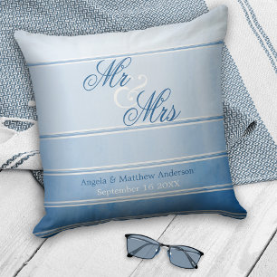 Blue Tonne sur Tonne Striped Wedding or Cushion