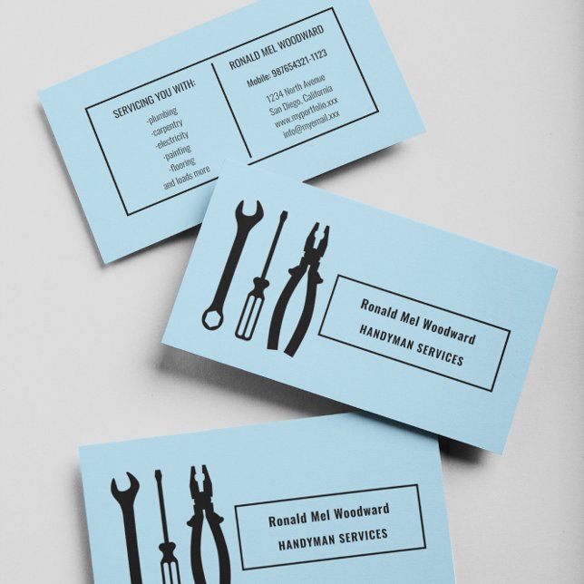 Blue Tool Handyman Services Business Card (Creator Uploaded)