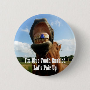 Blue Tooth Enabled Horse 6 Cm Round Badge