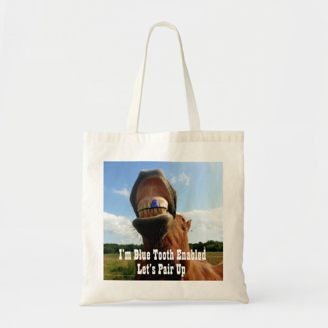 Blue Tooth Enabled Horse Tote Bag (Front)
