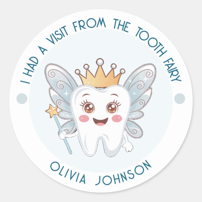 Blue Tooth Fairy  Classic Round Sticker (Front)
