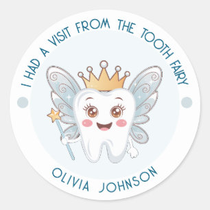 Blue Tooth Fairy  Classic Round Sticker