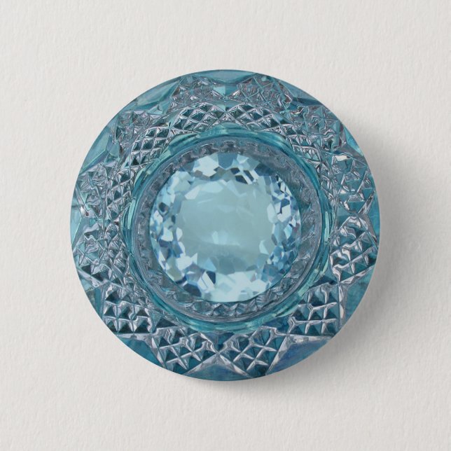 Blue Topaz and Cut Glass 6 Cm Round Badge (Front)