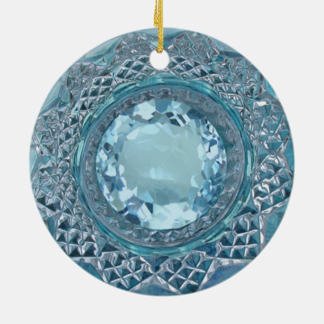 Blue Topaz and Cut Glass Ceramic Tree Decoration (Back)
