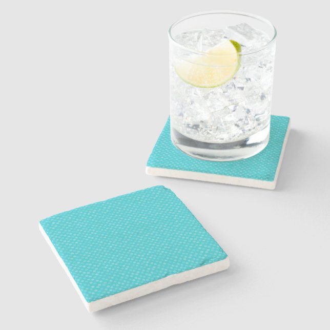 blue topaz and turquoise polka dot stone coaster (Side)