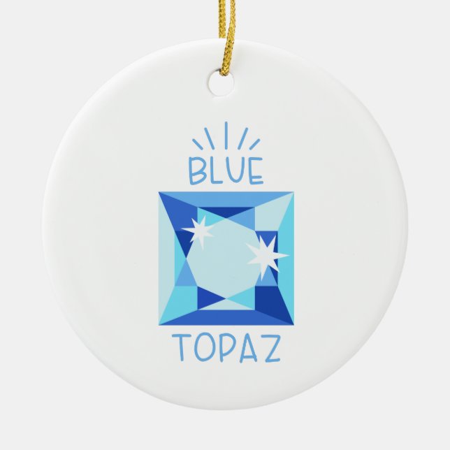 Blue Topaz Birthstone Ceramic Tree Decoration (Front)