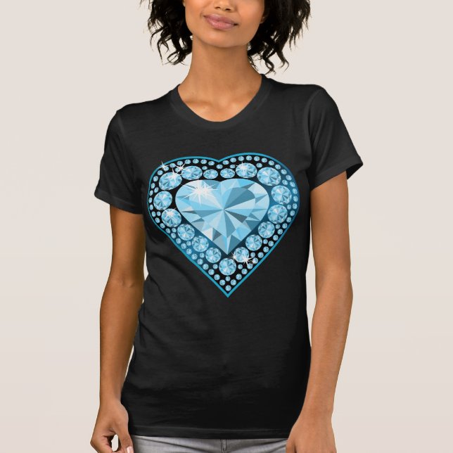 Blue Topaz Gem Heart T-Shirt (Front)