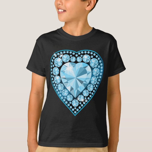 Blue Topaz Gem Heart T-Shirt (Front)