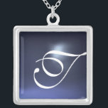 Blue Topaz Gem  Monogram Silver Plated Necklace<br><div class="desc">Elegant and unique design  with gemstone. Very accurated nurbs modelling and rendering in 3D Studio Max by Bulgan Lumini .Part from series Hyper Talismans.</div>