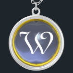 Blue Topaz Gem  Monogram Silver Plated Necklace<br><div class="desc">Elegant and unique design  with gemstone. Very accurated nurbs modelling and rendering in 3D Studio Max by Bulgan Lumini .Part from series Hyper Talismans.</div>