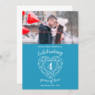 Blue topaz heart anniversary 4 years photo invites