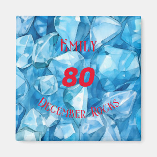Blue Topaz-Themed December Birthday Anniversary Magnet