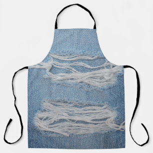 Blue torn denim jeans texture background. Stylish, Apron