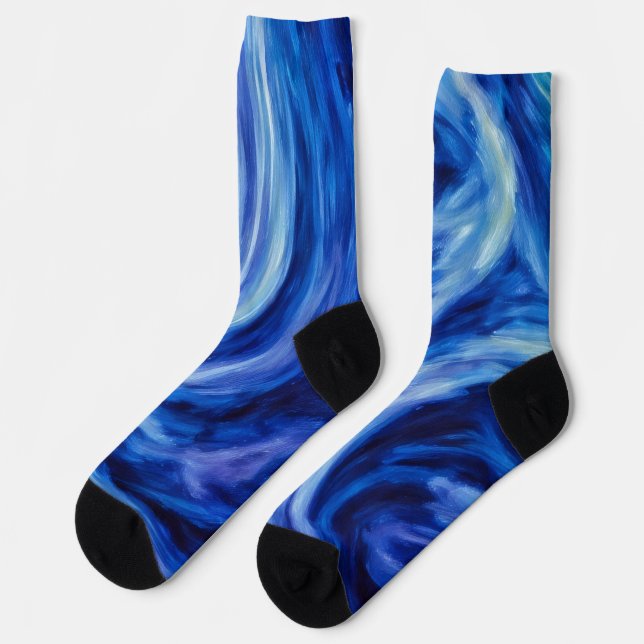 Blue Tornado Wind Art Crazy Socks (Left)