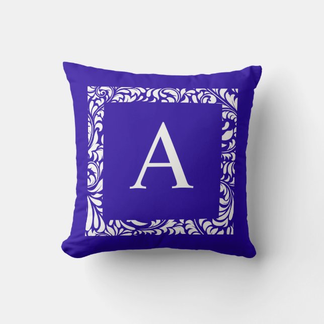 Blue Toss Pillow  Monogram A (Front)
