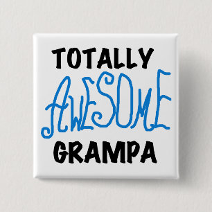 Blue Totally Awesome Grampa T-shirts and Gifts 15 Cm Square Badge
