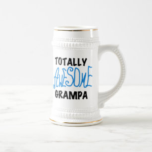 Blue Totally Awesome Grampa T-shirts and Gifts Beer Stein