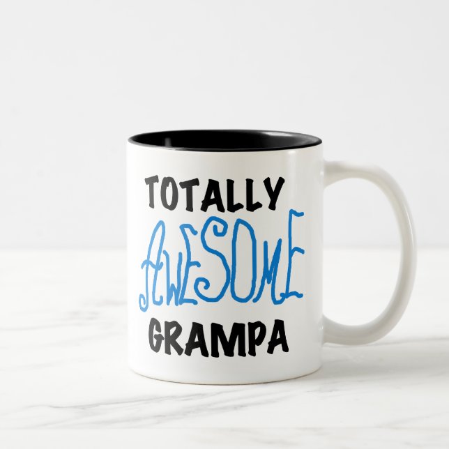 Blue Totally Awesome Grampa T-shirts and Gifts Two-Tone Coffee Mug (Right)